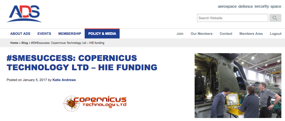 Copernicus Technology ADS SME Success page